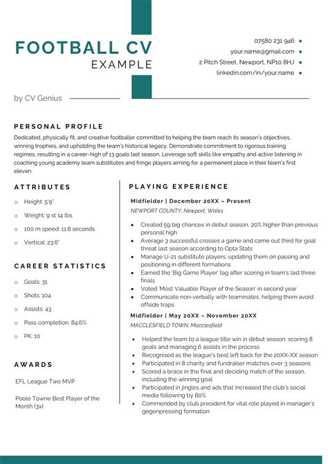 football coaching cv template.